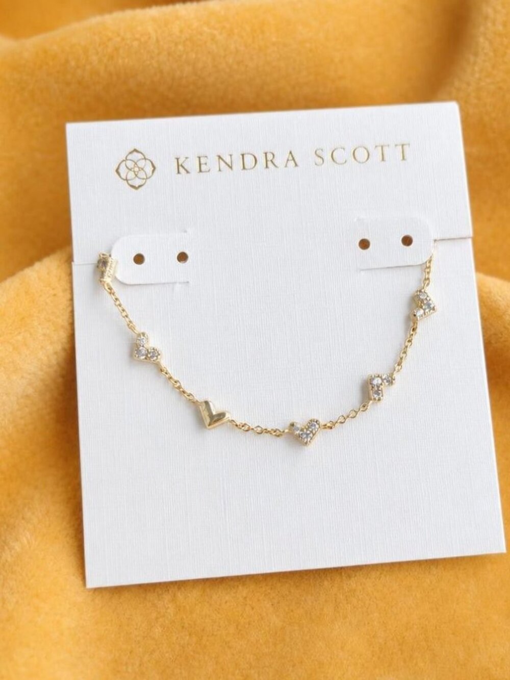 Kendra Scott Haven Heart Gold White Crystal Chain Bracelet